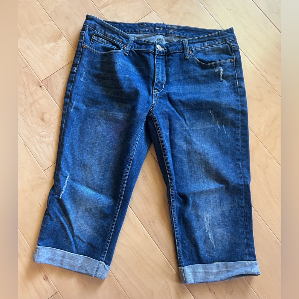Seven7 Dark Blue Cropped Denim Jeans